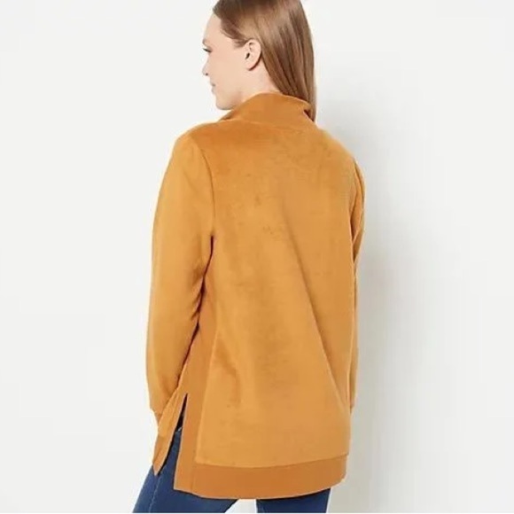 New Anybody Fleeced French Terry Pullover with Buttons in Spiced Ginger - xs​​ - Picture 2 of 8